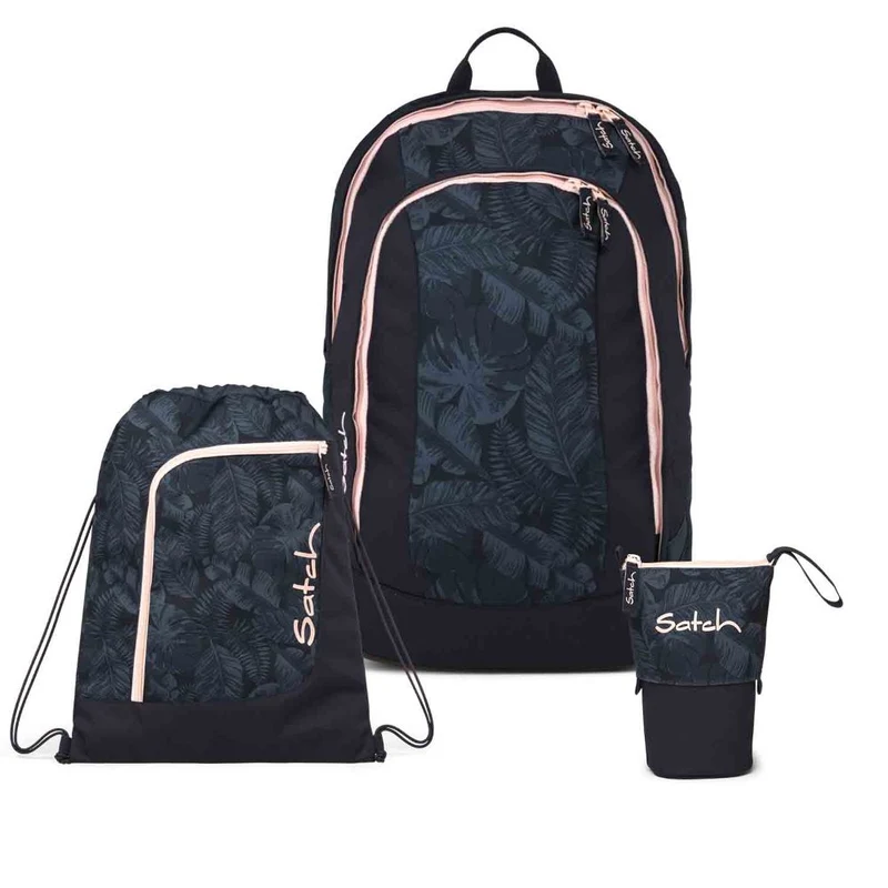Satch Air Midnight Jungle Pencil Slider Light Edition Schulrucksack Set 3tlg.