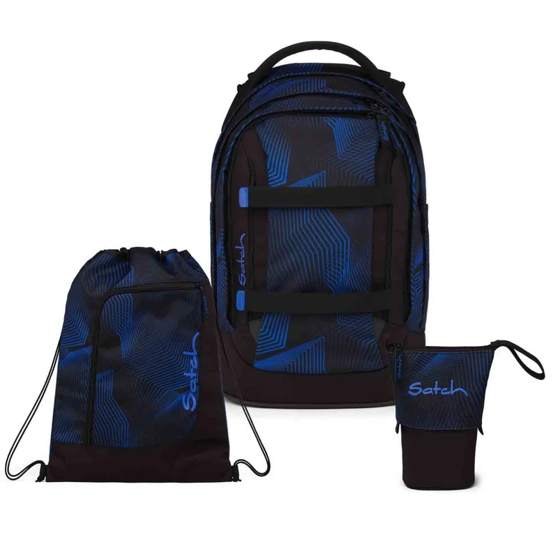 Satch Pack Seismic Blue Pencil Slider Light Edition Schulrucksack Set 3tlg.