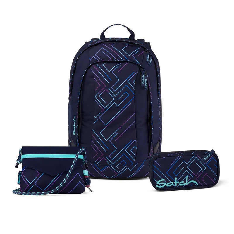Satch Air Purple Laser Beauty and The School Schulrucksack Set 3tlg.