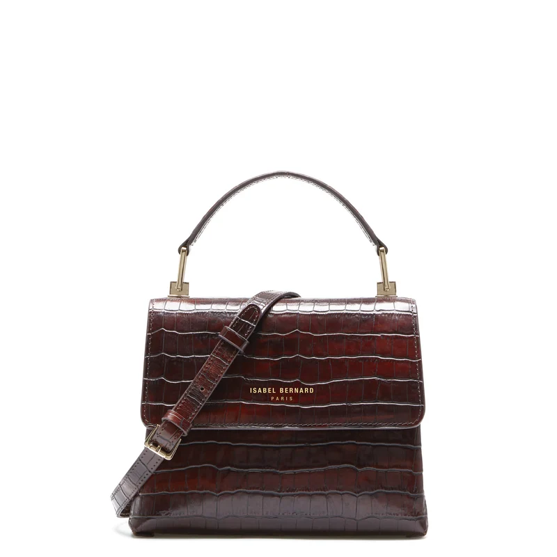 Isabel Bernard Femme Forte Heline Kroko Braun Kalbsleder Handtasche IB21013
