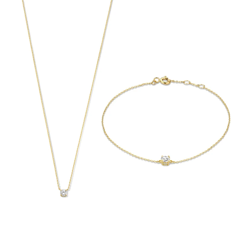 Isabel Bernard Cadeau d'Isabel 14 Karat | Gold Halskette und Armband Geschenksets IB90029