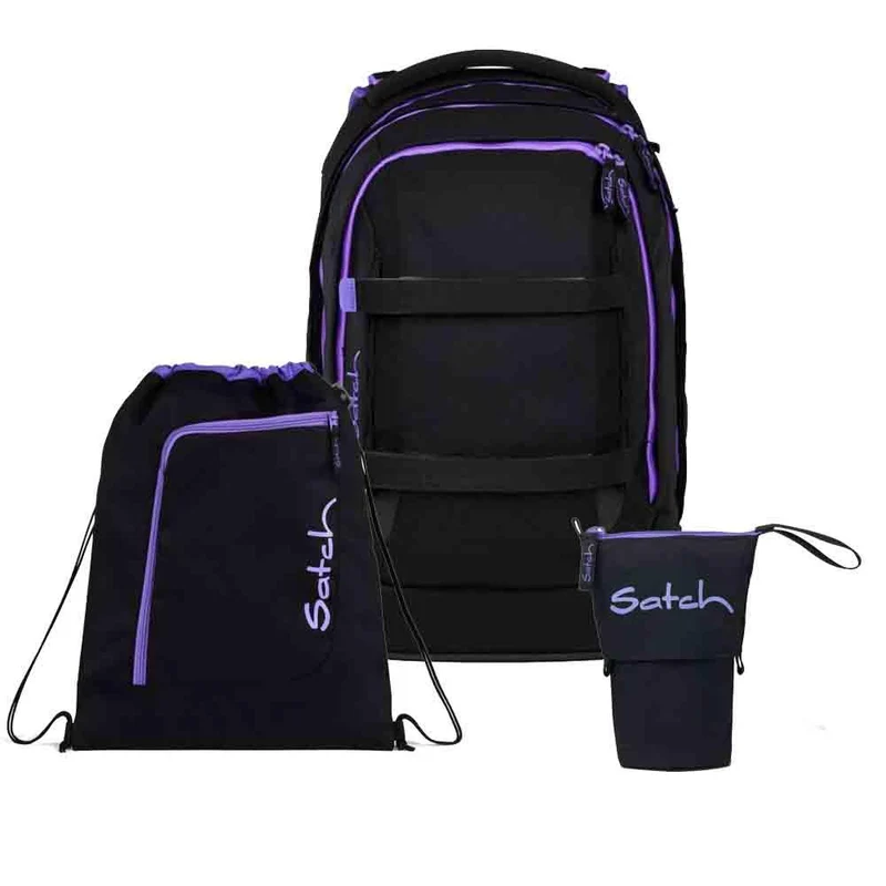 Satch Pack Purple Phantom Pencil Slider Light Edition Schulrucksack Set 3tlg.