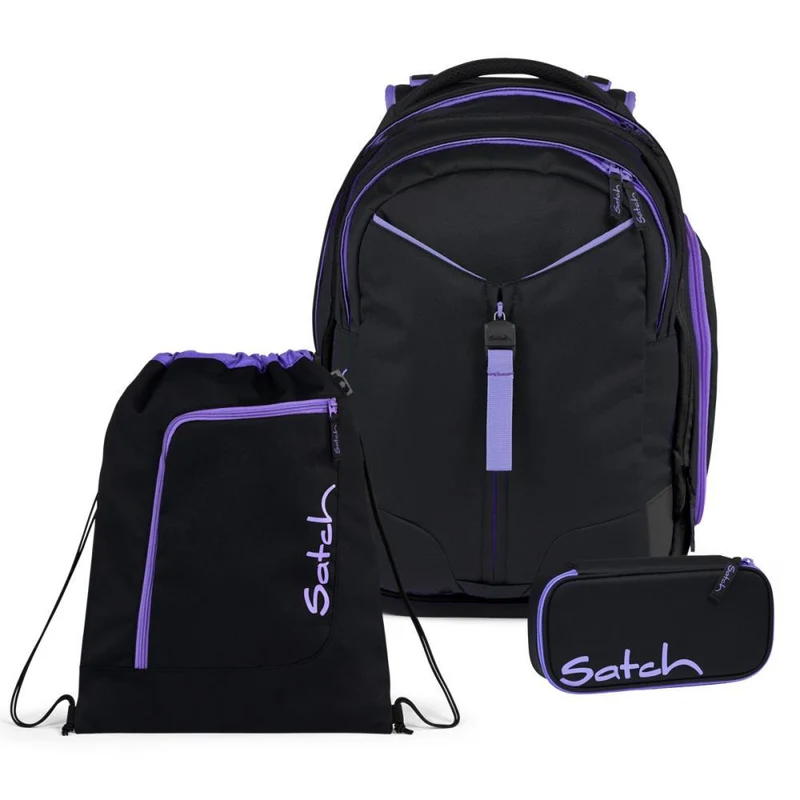 Satch Match Purple Phantom Schulrucksack Set 3tlg.