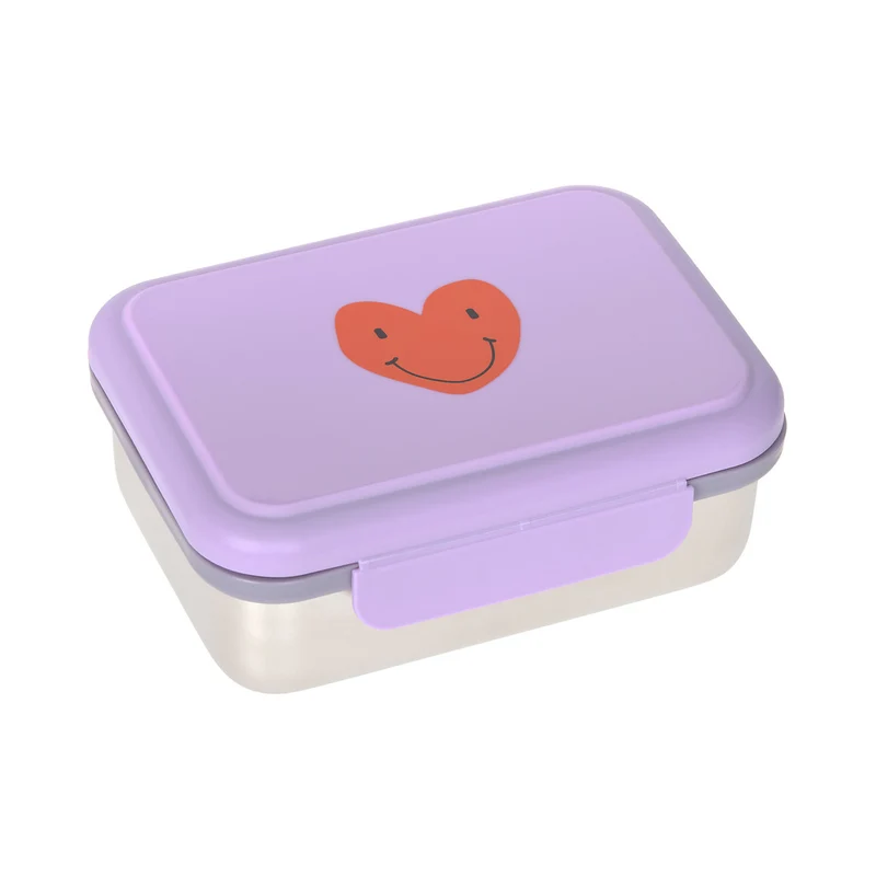 Lässig Edelstahl Brotdose · Little Gang · Herz lilac