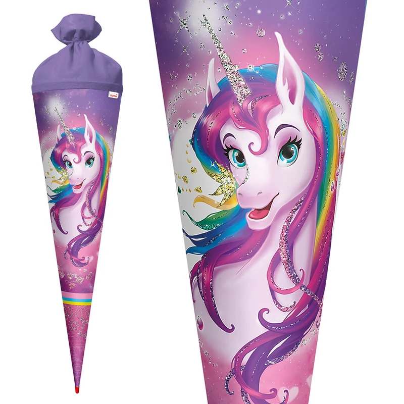 ROTH Schultüte Einhornportrait · mit Glitzer · 70 cm · rund