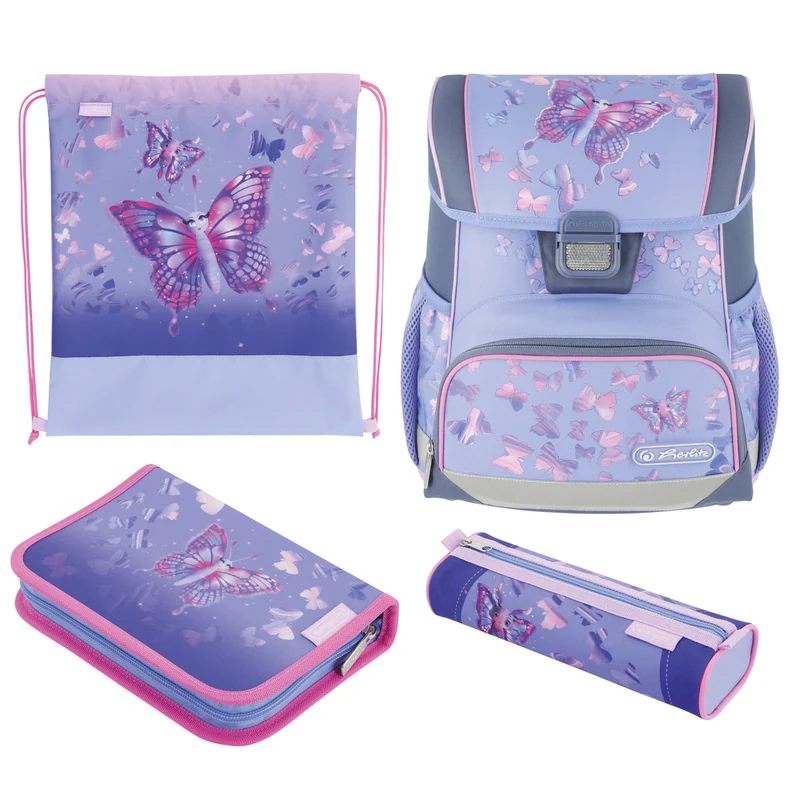 Herlitz Loop Plus Schulranzen-Set · Butterfly Paradise · 4-teilig