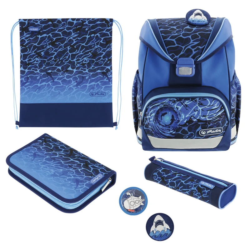 Herlitz UltraLight Plus Schulranzen-Set · Blue Shark · 6-teilig