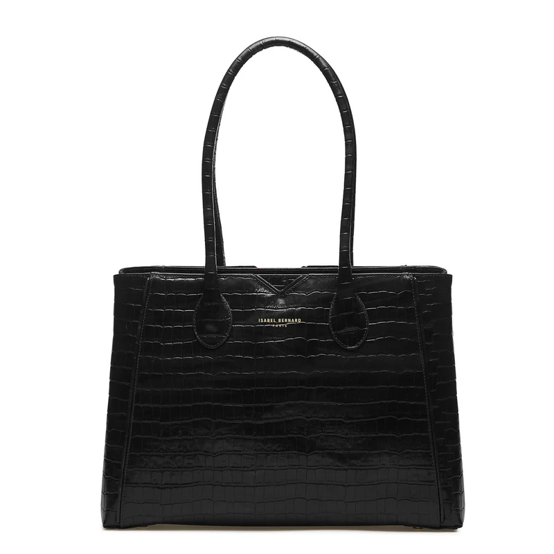Isabel Bernard Honoré Cloe Kroko Schwarze Handtasche IB25007