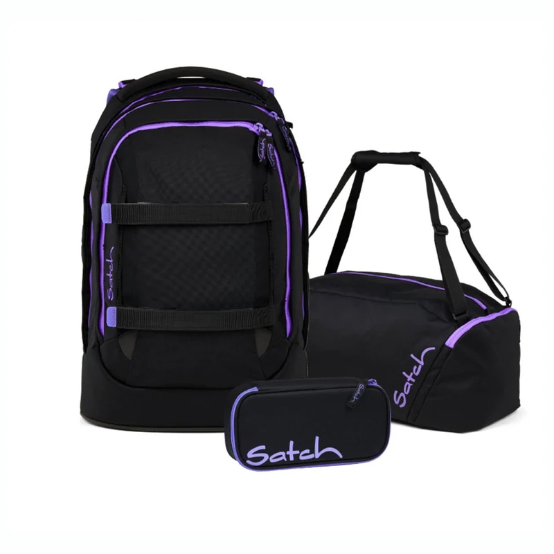 Satch Pack Purple Phantom Schulrucksack Set 3tlg.