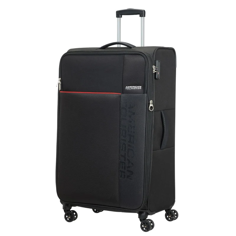 American Tourister Fun Cruise Black Red 4 Doppelrollen Trolley L 80cm