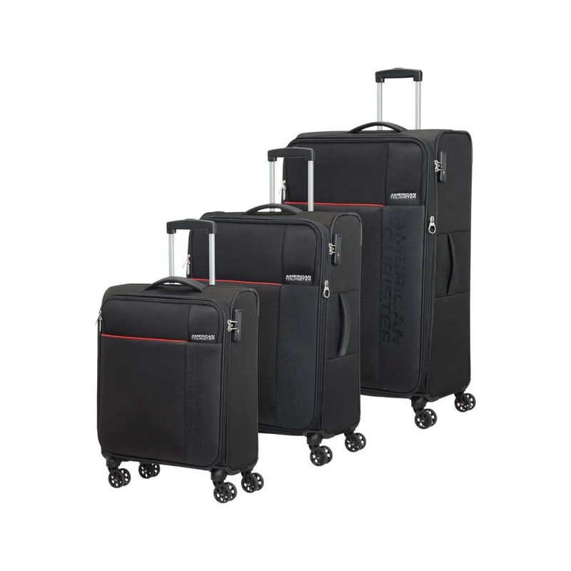 American Tourister Fun Cruise Black Red Koffer/Trolley Set 3tlg.