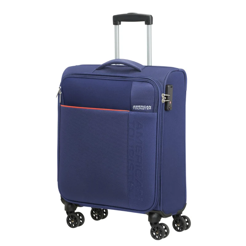American Tourister Fun Cruise Navy Orange 4 Doppelrollen Trolley L 80cm