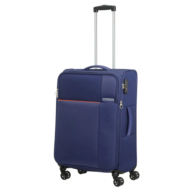 American Tourister Fun Cruise Navy Orange 4 Doppelrollen Trolley S 55cm