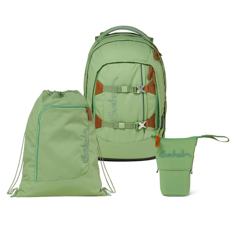 Satch Pack Nordic Jade Green Pencil Slider Light Edition Schulrucksack Set 3tlg.