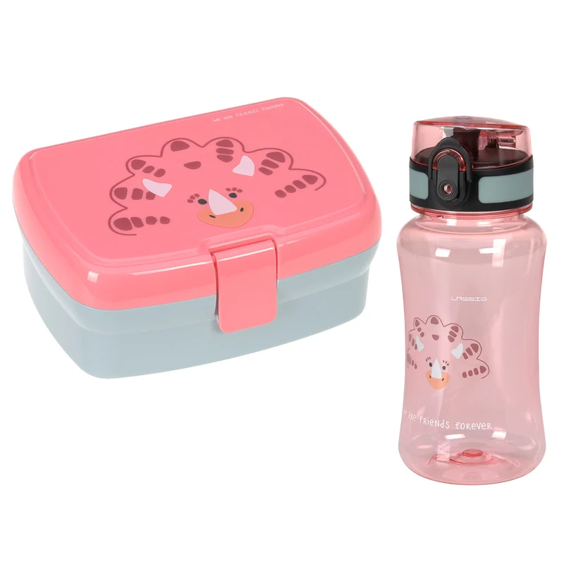 Lässig Brotdose & Trinkflasche · Lunch Set · Dino · Rose