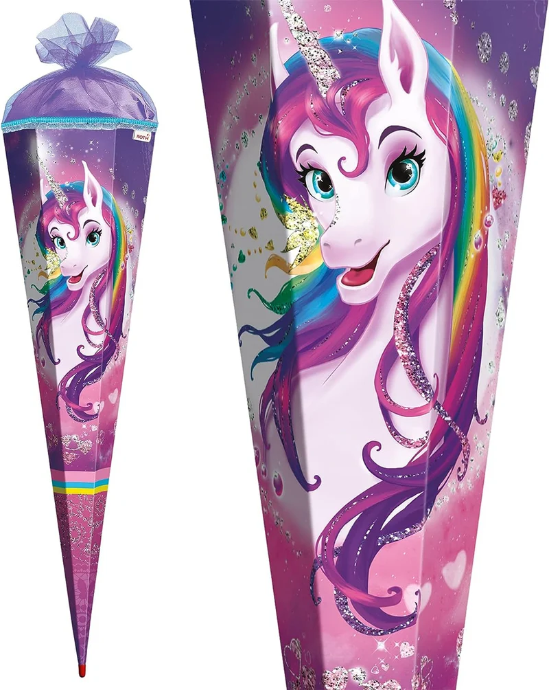 ROTH Schultüte Einhornportrait mit Glitzer · 85 cm · eckig