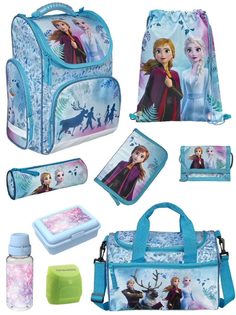 Disney Die Eiskönigin Schulranzen für Mädchen Schultasche im Set 9 tlg. inkl. Sporttasche Frozen Türkis