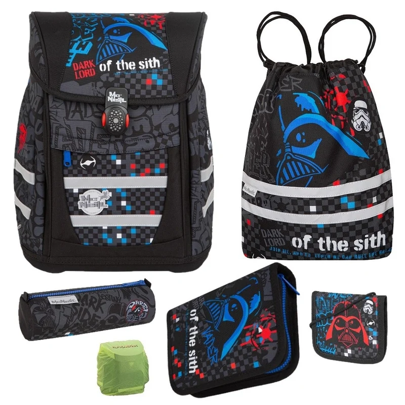 McNeill Schulranzen Teneris mit Darth Vader Motiv · Ergonomische kompakte Star Wars Schultasche ab der 1. Klasse