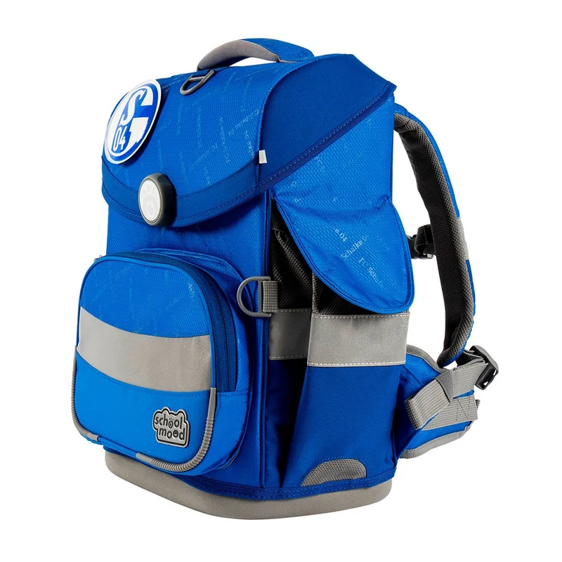 School Mood Timeless Air+ Schulranzen Set, Fußball Blau, Sonderedition FC Schalke 04 - Schultasche ab 1. Klasse
