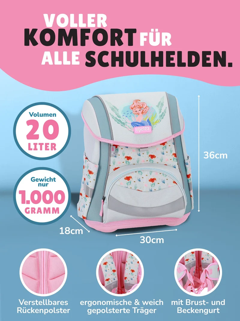 Meerjungfrau Ranzen-Set 5-teilig MERMAID Schulranzen Set mit Federmäppchen (gefüllt)