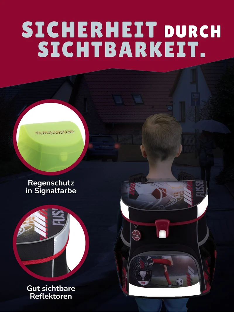 Scooli Campus Fit Schulranzen Set Fußball, FCN schwarz - 1. FC Nürnberg Schultasche ab 1. Klasse