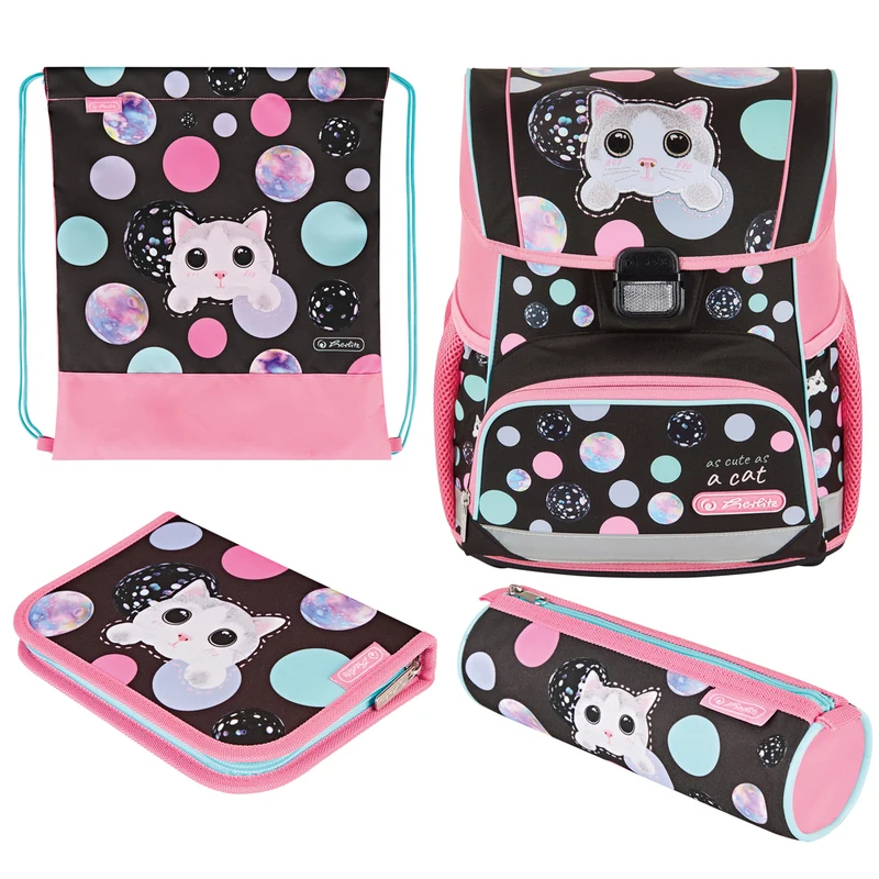 Herlitz Loop Plus Schulranzen-Set · Katze - Cute Cat · 4-teilig