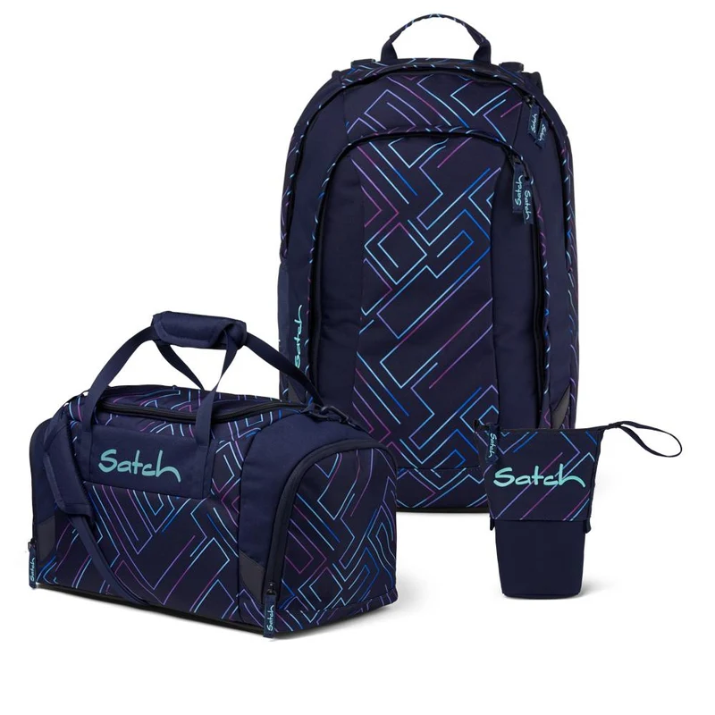 Satch Air Purple Laser Pencil Slider Edition Schulrucksack Set 3tlg.