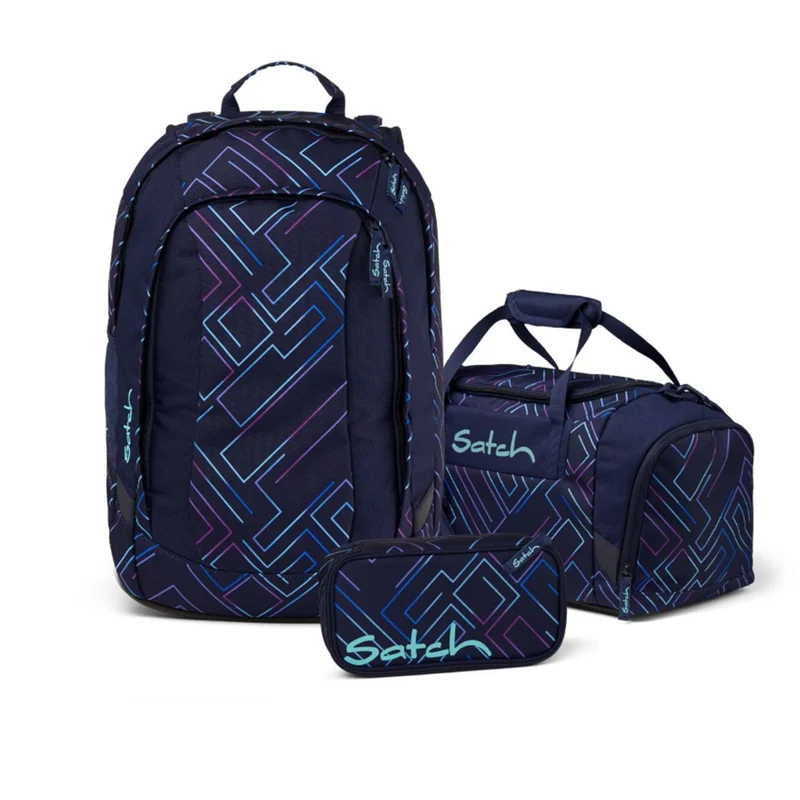 Satch Air Purple Laser Schulrucksack Set 3tlg.