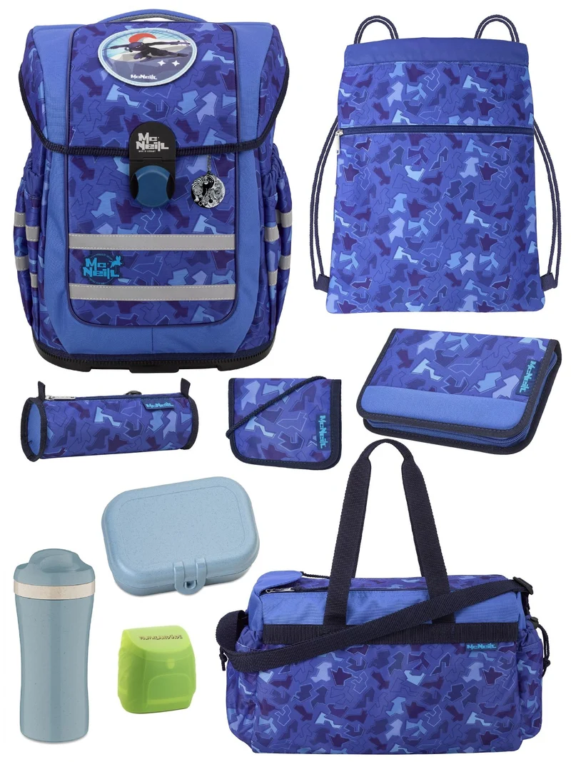 McNeill Ranzen-Set Ergo Complete Puzzle Ninja Schulranzen Blau für Jungen ab der 1. Klasse