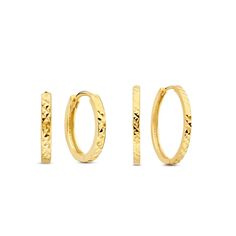 Beloro Jewels Regalo d'Amore 9 Karat Gold Ohrringe Geschenkset mit Diamantschliff BO90042