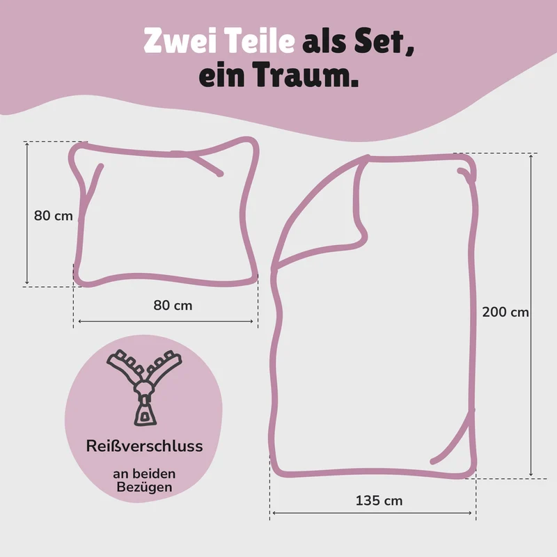 Disney Wish Bettwäsche Set 2-teilig 135x200 80x80 cm - Winterbettwäsche mit Reißverschluss - Fleece-Qualität, flauschig, maschinenwaschbar, Öko-Tex