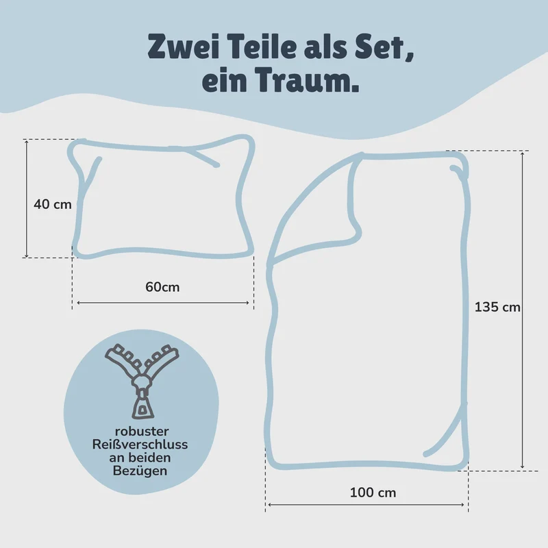 Baby Bettwäsche Set Dinosaurier 2-teilig - 100x135 40x60 cm aus 100% Baumwolle Dino mit Ohren & Stacheln