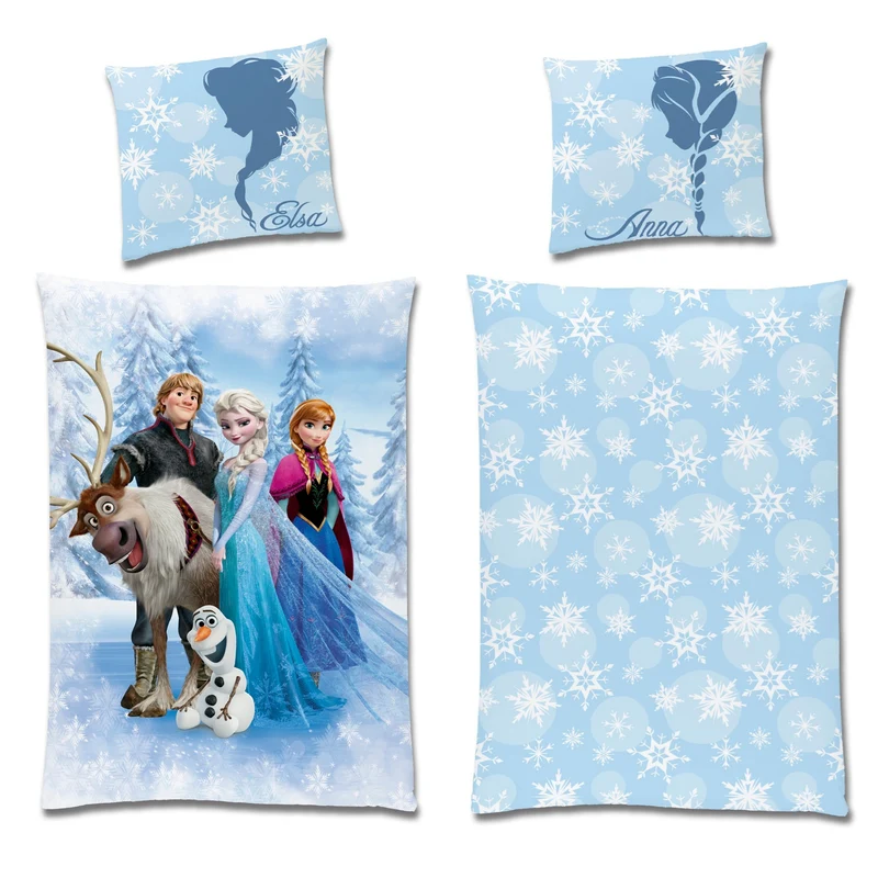 Frozen Bettwäsche Set 2-teilig "Sven" 135x200 80x80 cm - Eiskönigin Bettwäsche aus 100% Baumwolle mit Reißverschluss - maschinenwaschbar, Öko-Tex