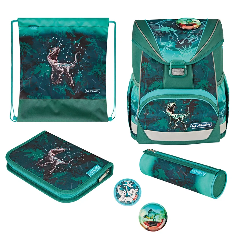 Herlitz UltraLight Plus Schulranzen-Set · Dinosaurier · 6-teilig