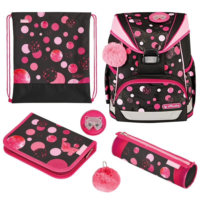 Herlitz UltraLight Plus Schulranzen-Set · Cats & Dots · 6-teilig