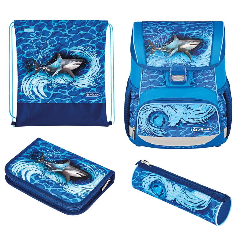 Herlitz Loop Plus Schulranzen-Set · Hai - Shark · 4-teilig