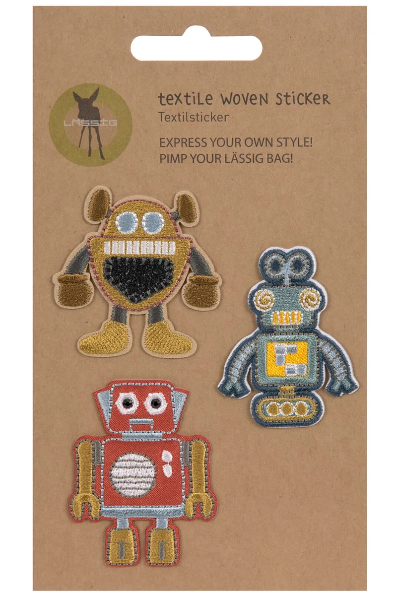 Lässig Textil-Sticker · Roboter · 3er Set