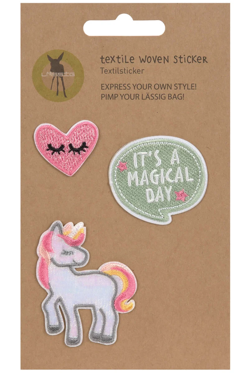 Lässig Textil-Sticker · Einhorn · 3er Set