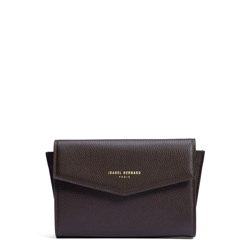 Isabel Bernard Honoré Lina Dunkelbraune Clutch Mit Abnehmbarer Schulterkette IB21135-031