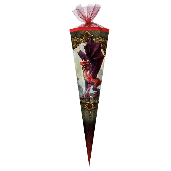 Große Schultüte / Zuckertüte FEUER DRACHE DRAGON ca. 85 cm (Länge) | 6-eckig | Durchmesser ca. 25 cm