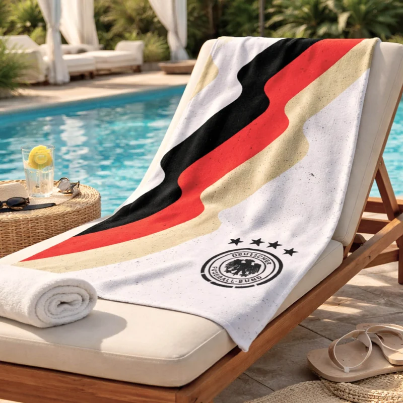 Offizielles DFB Handtuch, weiß, 75x150 cm aus 100% Baumwolle - Fußball Strandtuch, Duschtuch des Deutschen Fußball Bundes