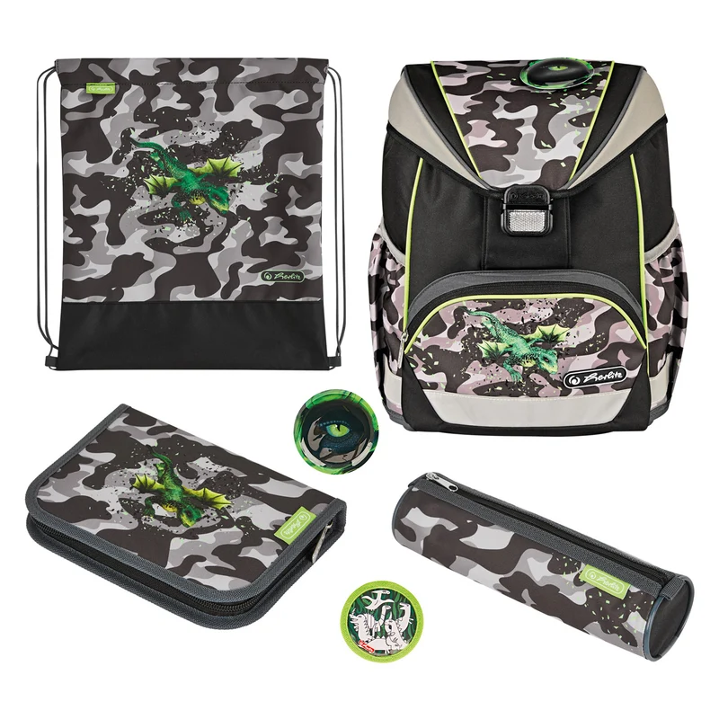 Herlitz UltraLight Plus Schulranzen-Set · Drache · 6-teilig
