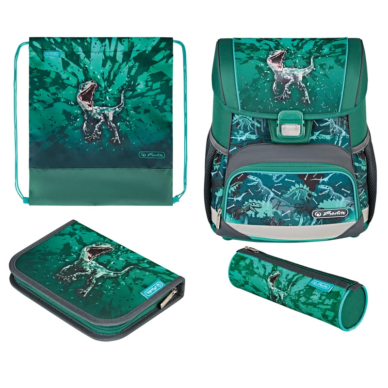 Herlitz Loop Plus Schulranzen-Set · Dinosaurier · 4-teilig
