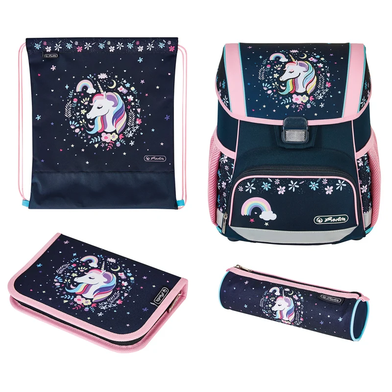 Herlitz Loop Plus Schulranzen-Set · Einhorn · 4-teilig