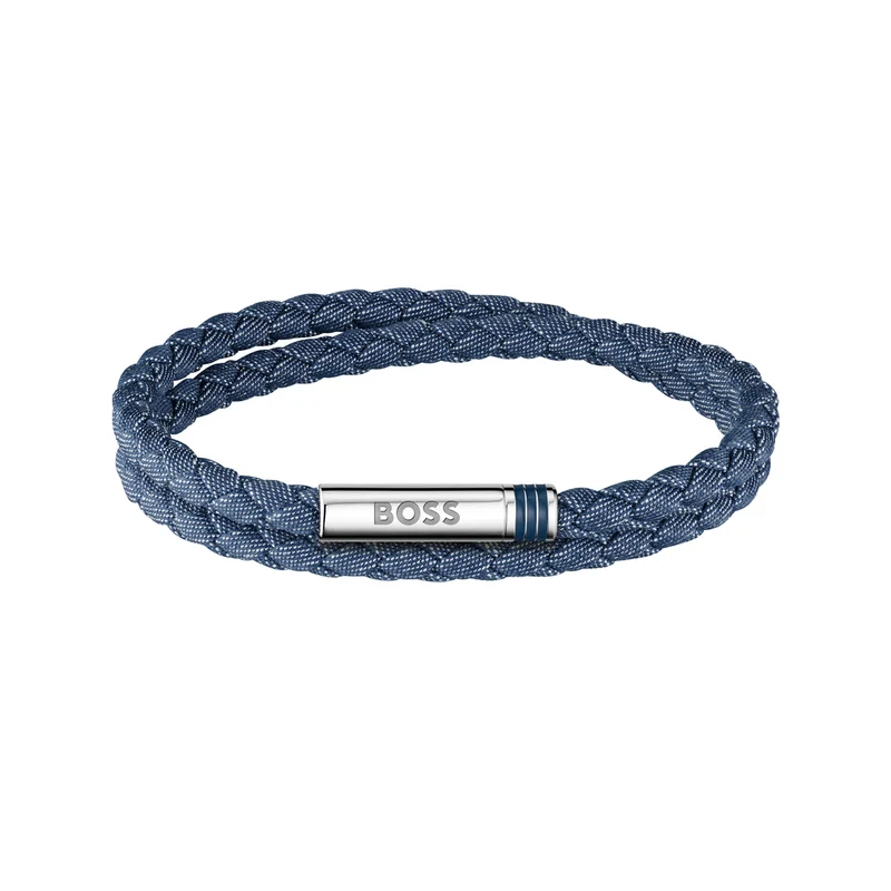 Hugo Boss Synthetische Faser Blaues Herren Geflochtenes Armband HBJ1580800