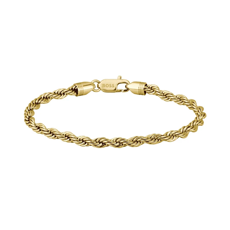 Hugo Boss Edelstahl Goldfarbenes Herren Gliederarmband HBJ1580810M