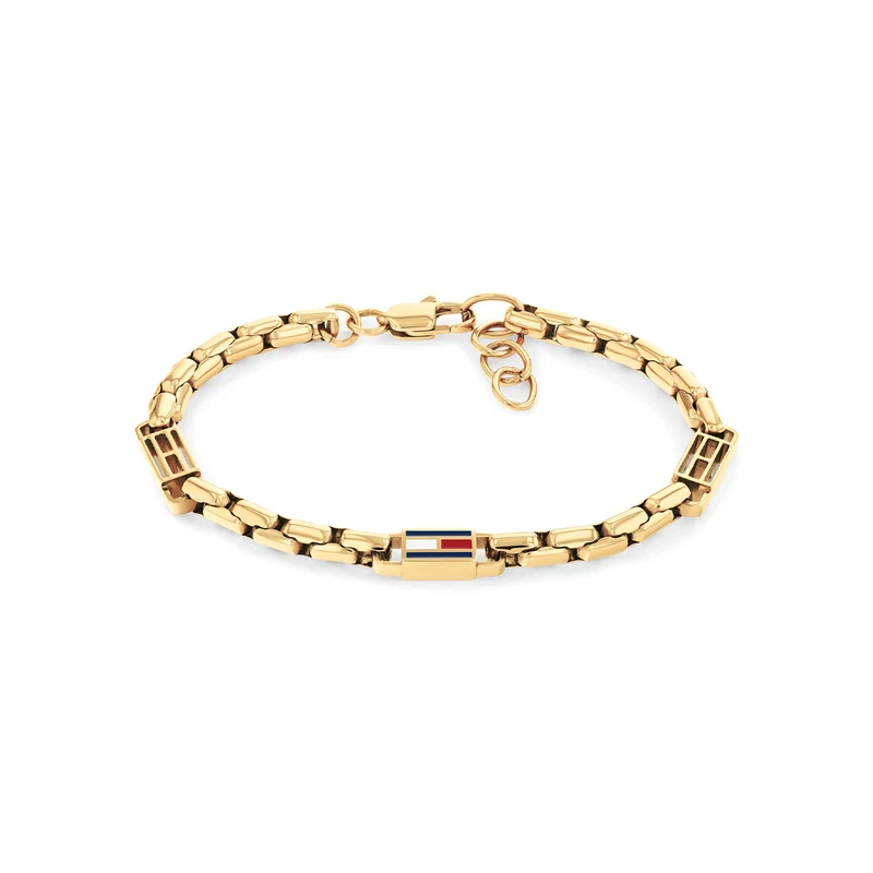 Tommy Hilfiger Edelstahl Goldfarbenes Herren Gliederarmband TJ2790675