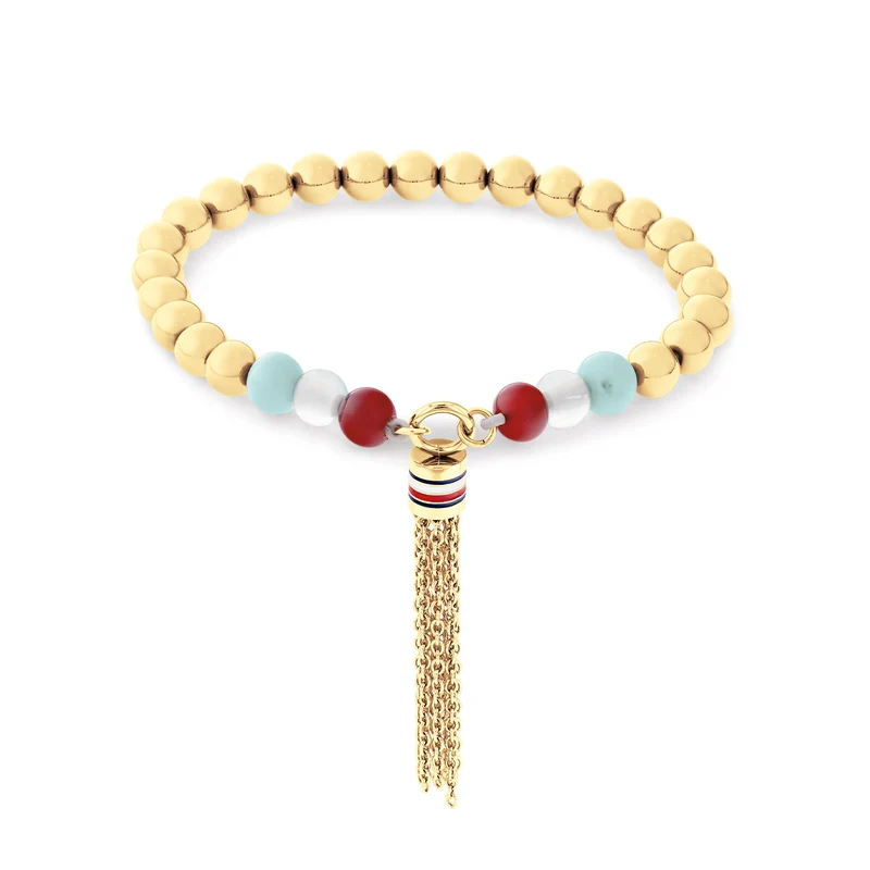 Tommy Hilfiger Edelstahl Goldfarbenes Damen Perlenarmband TJ2781042