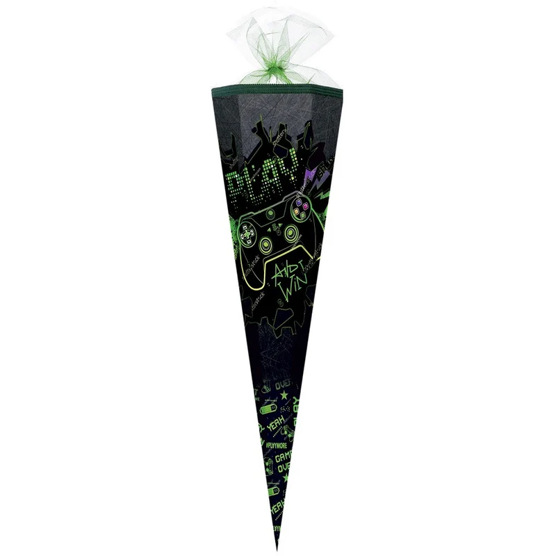 Große Schultüte / Zuckertüte PLAY & WIN ca. 85 cm (Länge) | 6-eckig | Durchmesser ca. 25 cm