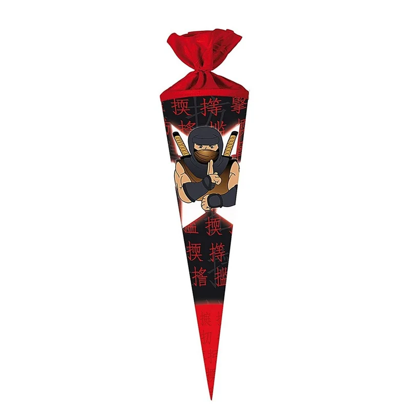 Schultüte / Zuckertüte NINJA ROT ca. 70 cm (Länge) | rund | Durchmesser ca. 19 cm